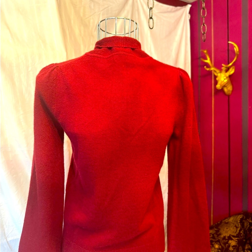 J.Crew Garnet Colored Peekaboo Cleavage, Secretary Sweater, Small - Picture 2 of 2